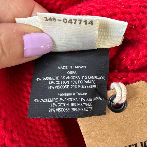 TRUE RELIGION Women’s RED Knit Beanie Hat w/ Sequins Cashmere /Wool blend BNWT main image 9